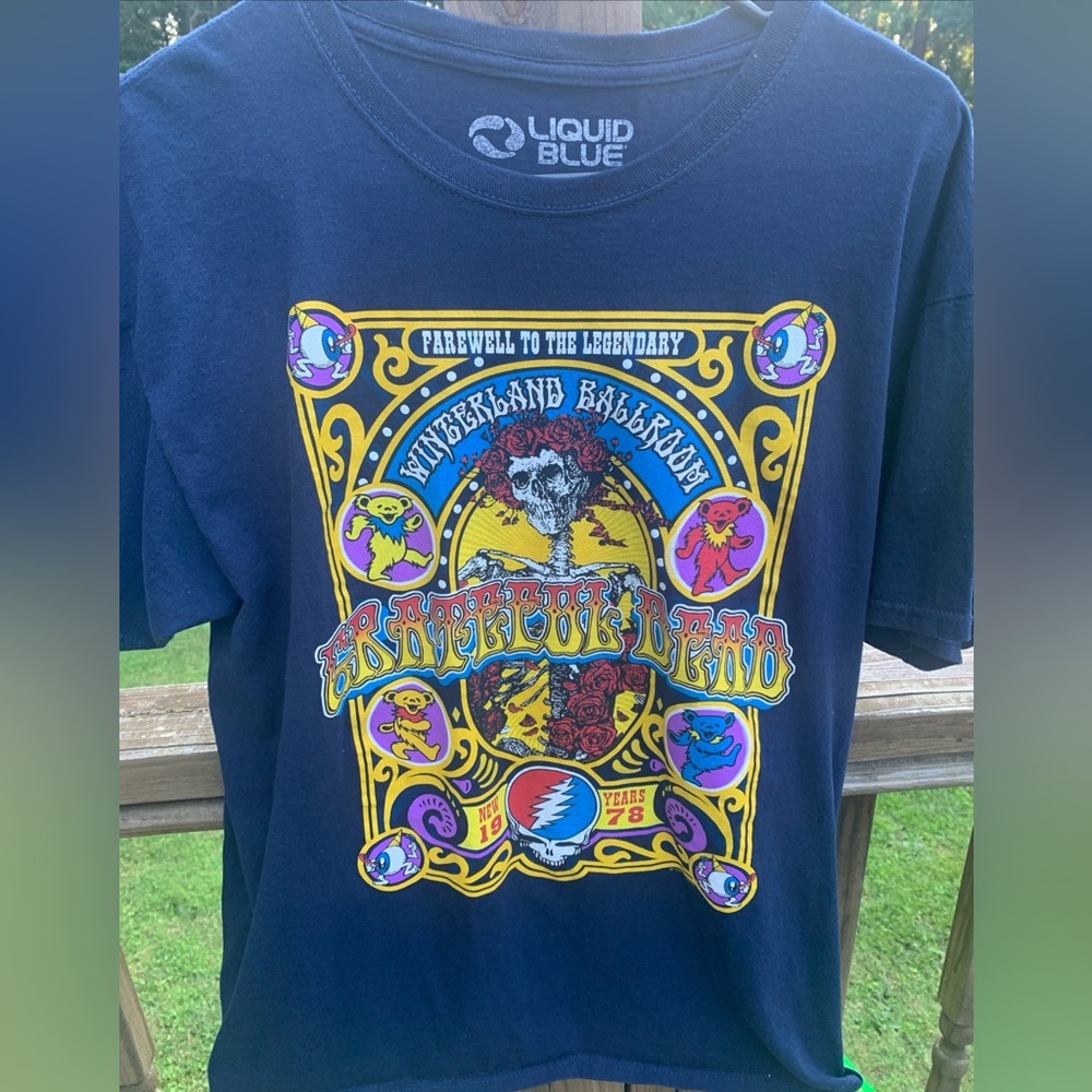 Liquid Blue Grateful Dead T-Shirt Size Large Blue